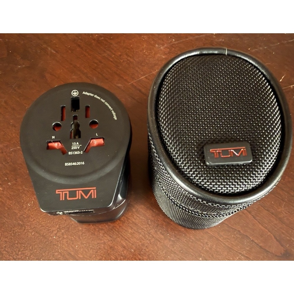 TUMI World Adapter Pro - Travel Outlet Adapter 4 In 1 Black Zipper Case